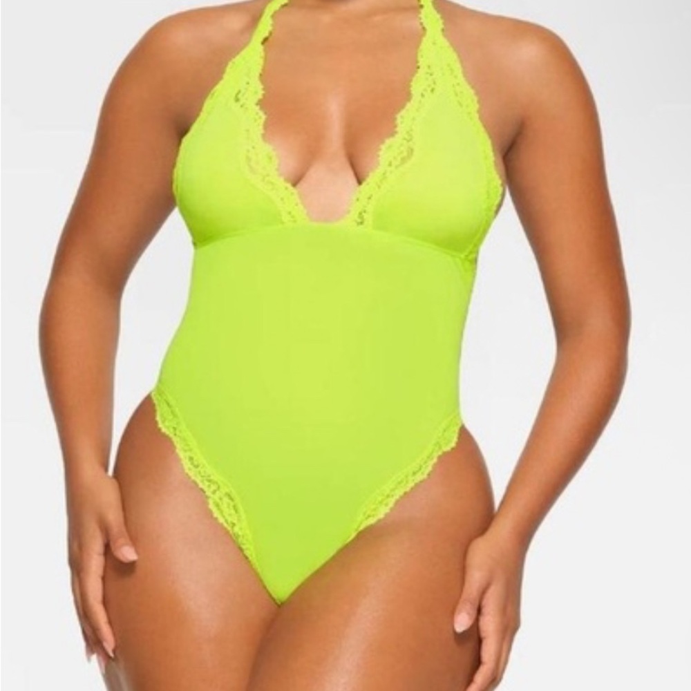 SKIMS Summer Mesh Lace Deep Plunge Thing Bodysuit